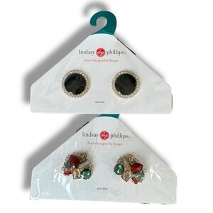 NWT Lindsay Phillips Black Multicolor Interchangeable shoe Snaps cocktail party